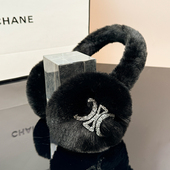 小香风水钻满天星耳罩冬女黑色耳包防寒保暖耳暖高级感毛绒耳捂子