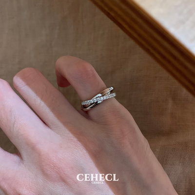 中古转动的三环小尾戒女气质指环