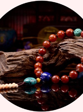 天然南红玛瑙佛珠火焰纹