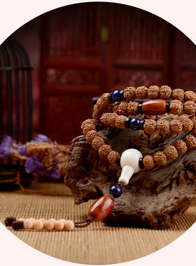 金刚菩提南红玛瑙肉纹佛珠手链