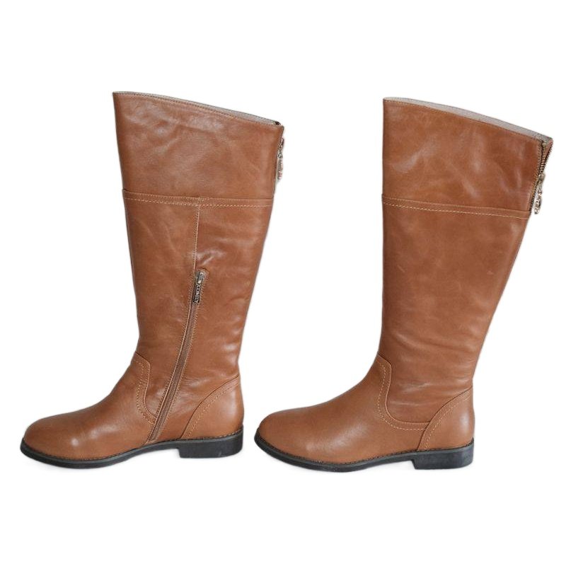 低跟圆头棕色头层牛皮高筒女靴清爽帅气里外全皮女靴2777032,女鞋,时装靴,淘宝优惠券,粉丝福利购,淘宝优惠卷
