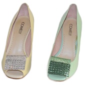 通勤高跟女凉鞋 闪亮钻面日常装 饰头层牛漆皮纯色鱼嘴鞋 5214265