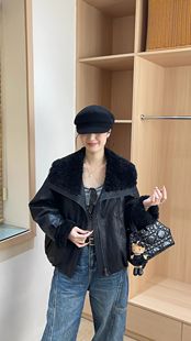 气质百搭加厚保暖内胆羽绒皮衣翻领短款 韩版 外套女 新款 57130冬季