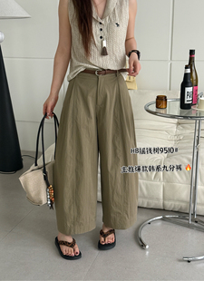 9510夏季新款韩版气质简约百搭高腰显瘦九分裤时尚休闲裤女配腰带