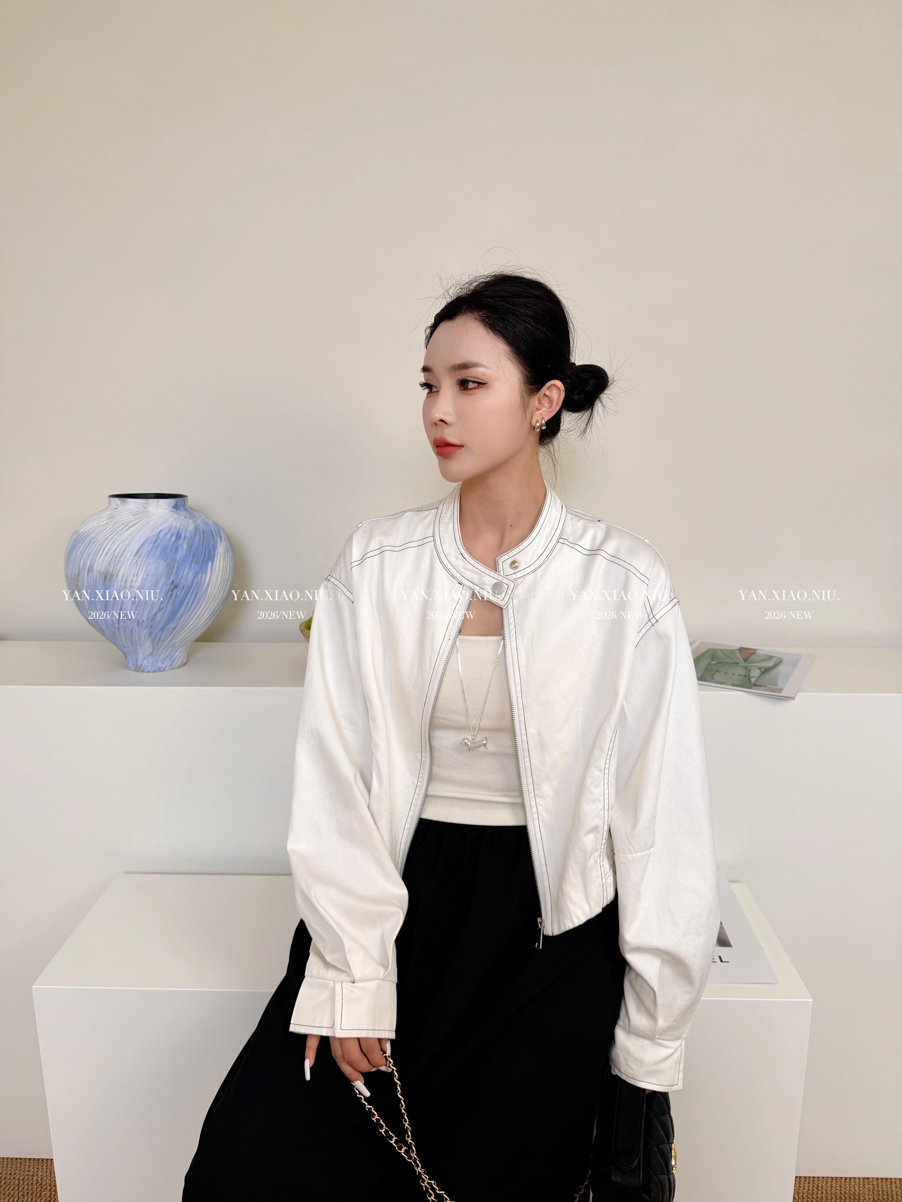 97013韩版明线设计小众牛仔短外套女春季新款百搭显瘦休闲夹克潮