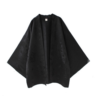 袁落落/女装 提花日系复古改良和风中长款外套开衫小振袖羽织