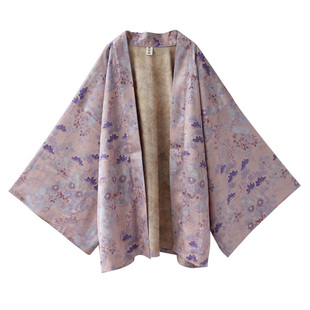 袁落落/女装 日系印花复古改良和风中长款外套开衫小振袖羽织日常