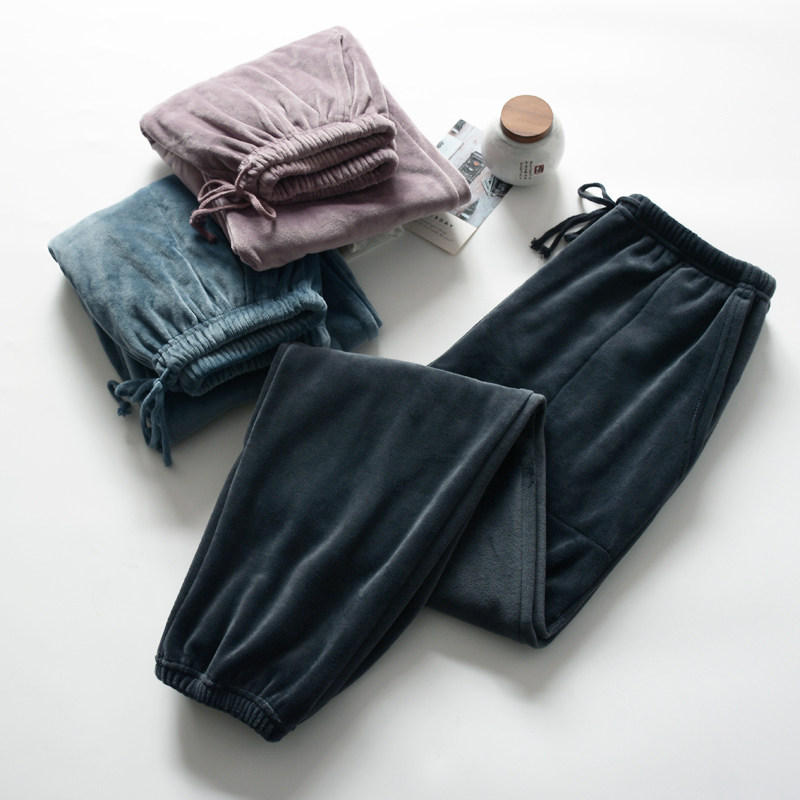 日系珠家法兰绒睡裤女男秋冬季保暖加厚海岛绒收口长裤情侣家居裤,女士内衣/男士内衣/家居服,睡裤/家居裤,淘宝优惠券,粉丝福利购,淘宝优惠卷
