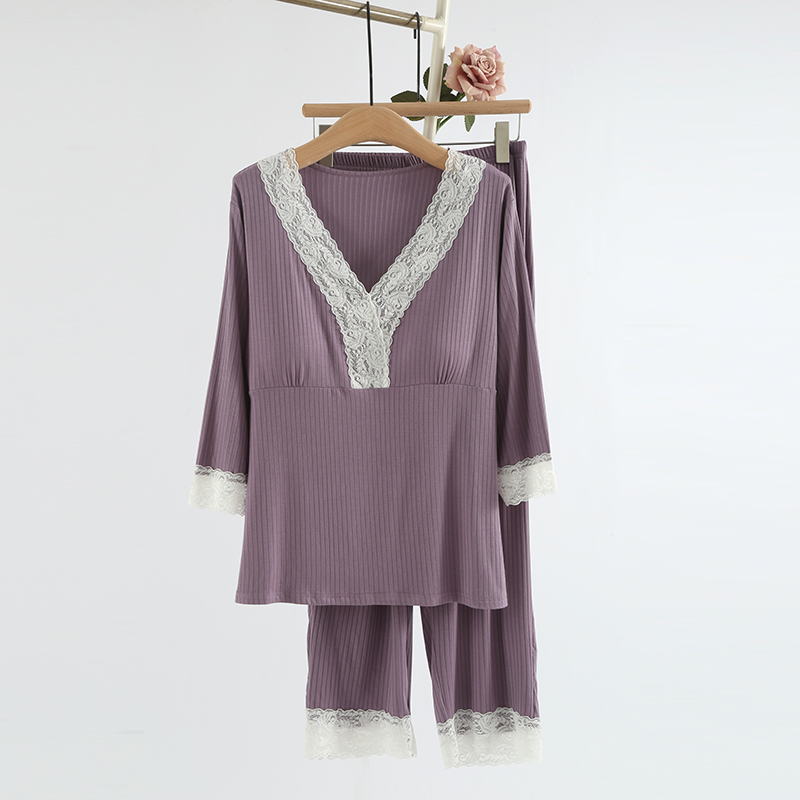 女莫代尔带胸垫蕾丝花边春夏睡衣