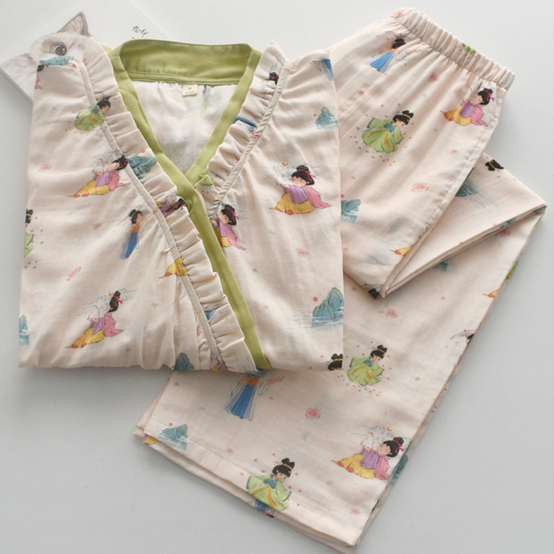 女款纯棉纱布印花唯美仙女家居服