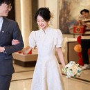 仲夏新中式 苏爱 旗袍订婚宴领证登记小礼服裙女成人礼白色连衣裙