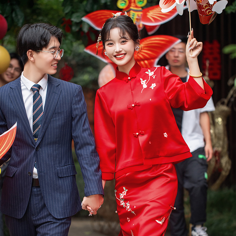 苏爱新中式两件套敬酒服秋冬