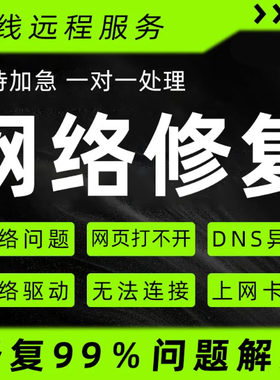 电脑网络修复问题解决wifi故障连接远程调试技术服务咨询DNS设置