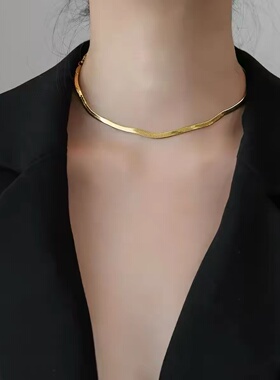 不掉色镀金色轻奢小众金色颈链设计感高级蛇骨链女夏项链锁骨链