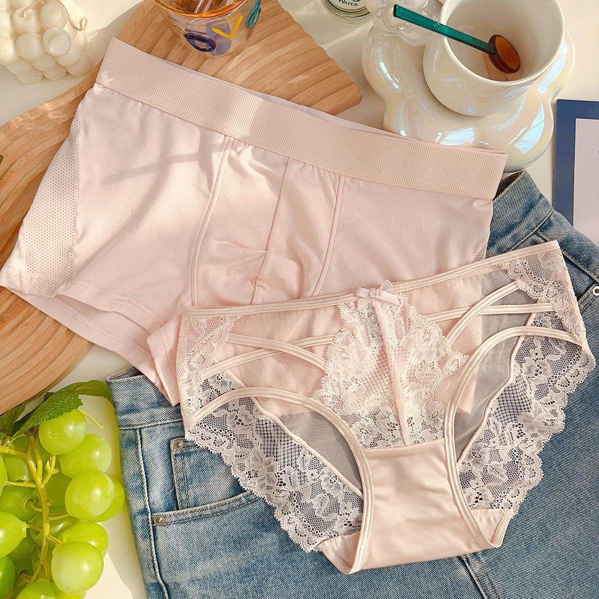 胭脂泪~纯欲缎面镂空网纱性感透明蕾丝莫棉抗菌情侣内裤一男一女,女士内衣/男士内衣/家居服,男三角内裤,淘宝优惠券,粉丝福利购,淘宝优惠卷