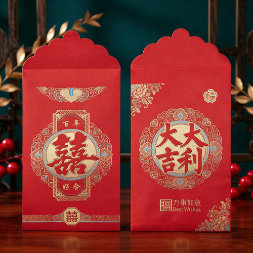 双喜包邮10万元硬纸结婚红包高档