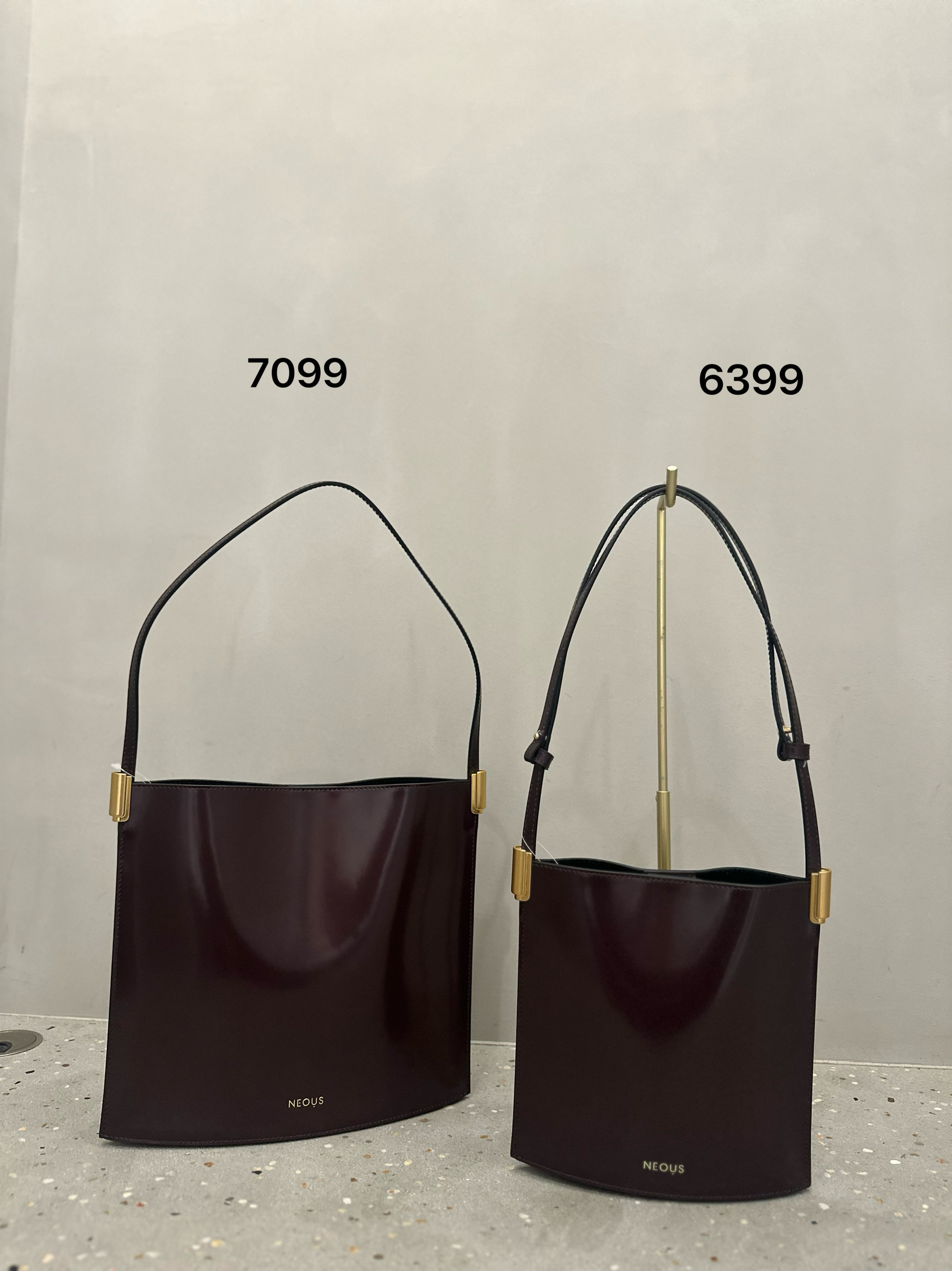 NEOUS 25款正品酒红色时尚简约女士欧美单肩腋下手提水桶包