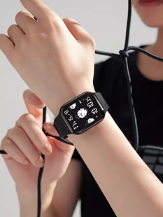 聚利时新款运动休闲学生电子表带日历闹铃夜光硅胶小初高中生手表