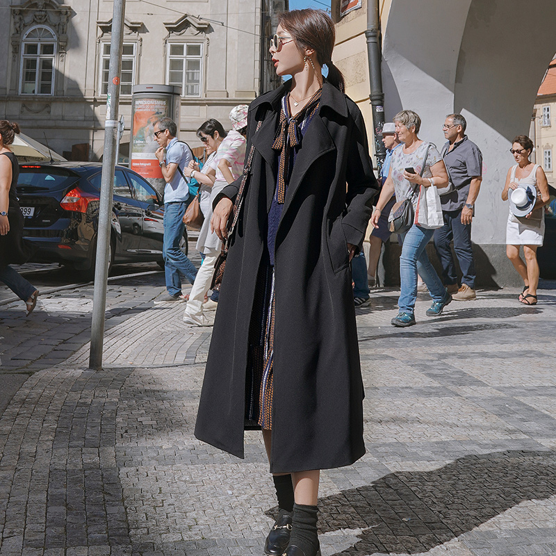 大量现货可主推退货率低中长款黑色风衣0771958P145K198