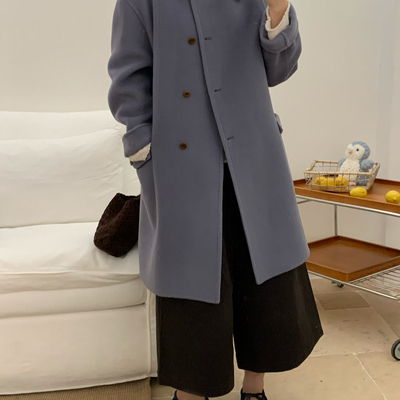 2025秋冬新款双面羊绒大衣女外套中长款单排扣娃娃领羊毛外套潮