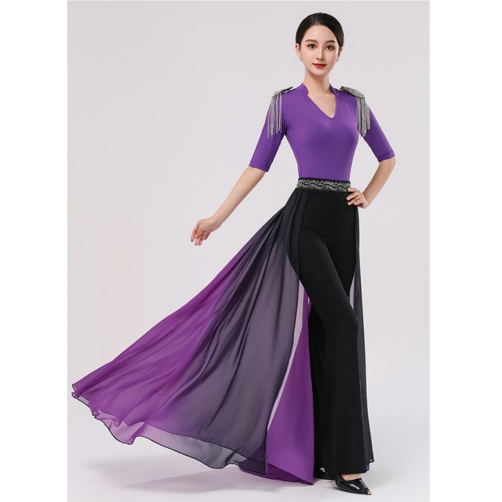 高端形体礼仪服腰封飘纱