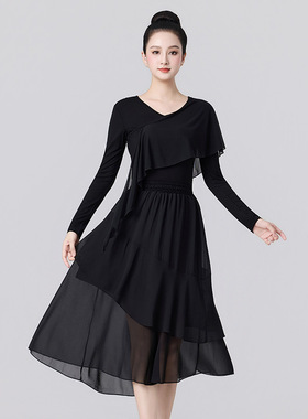 舞蹈上衣新款飘逸中长裙女练功服成人体操形体服古典舞服装跳舞