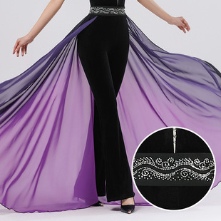 高端形体服腰封现代舞烫钻腰纱模特走秀飘纱礼仪训练导师舞蹈裤