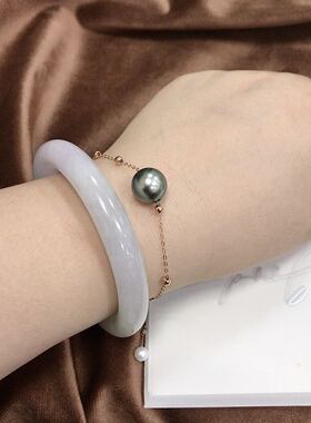 18k天然无染色大溪地黑珍珠手链