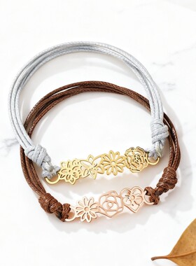 DIY定做手绳来图定制个性可调节女生饰品12月生辰花手链生日礼物