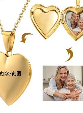 爱心项链女定制图片可DIY刻字创意锁骨链吊坠感恩节礼物情人礼物