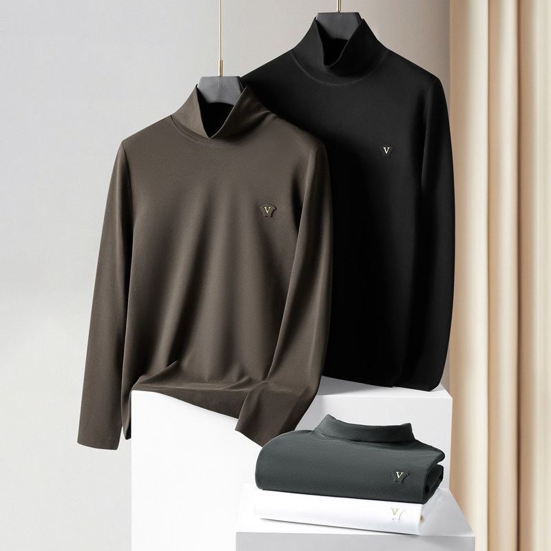 高阶新疆长绒棉打底衫 舒适柔软秋冬男士纯色百搭修身高领长袖T恤,男装,T恤,淘宝优惠券,粉丝福利购,淘宝优惠卷