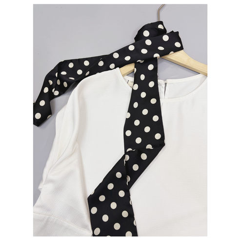 韩版波点窄小细长飘带绑发丝巾