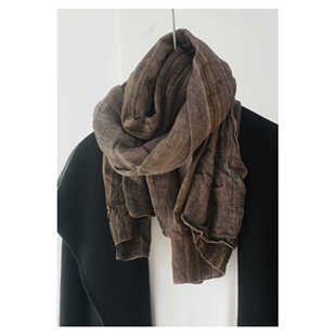 男士 扎染条纹拼接棉麻围巾 篙级中性色秋冬披肩 日韩订单款 25新款