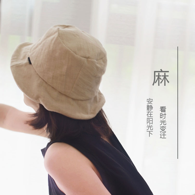 日式男女春秋小檐亚麻盆帽