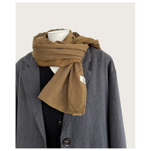 感秋冬护颈保暖男女长款 百搭文艺日韩时尚 围巾 全棉条纹围巾 经典