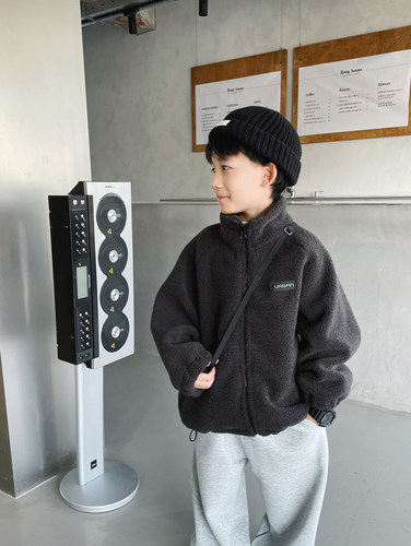 男童加绒加厚外套冬季儿童羊羔绒