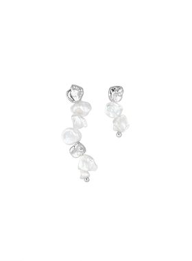 yeah jewelry官方店 原创设计首饰天然巴洛克珍珠不对称耳钉925银