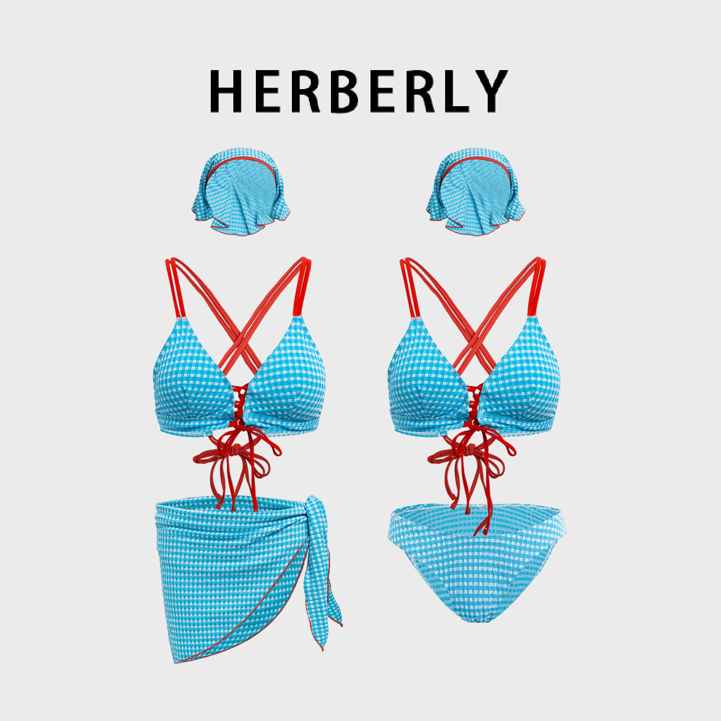 HERBERRY泳装高级小胸聚拢显白显瘦比基尼温泉度假裙式分体游泳衣