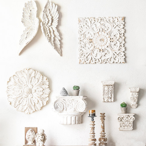 法式复古做旧浮雕乡村背景墙面玄关组合翅膀壁挂壁饰民宿墙面饰品 - 封面