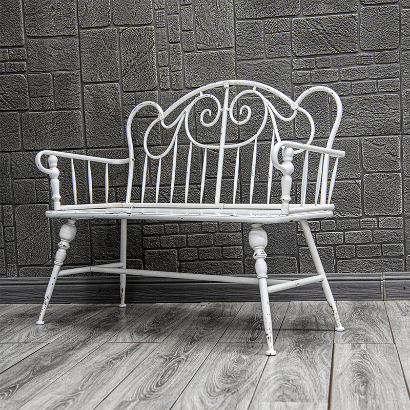 美式法式靠背铁艺长椅复古做旧花园阳台庭院休闲网红防晒桌椅椅子