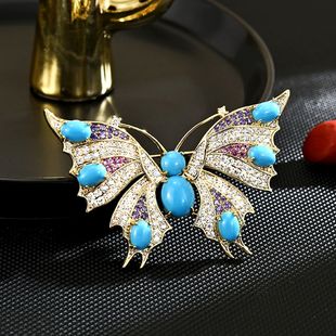 Blue Butterfly Brooch, Luxury Insect Elegant Lapel Pin