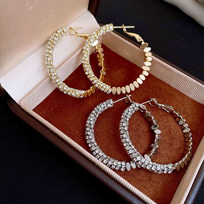 欧美跨境碎银拼接几何耳圈