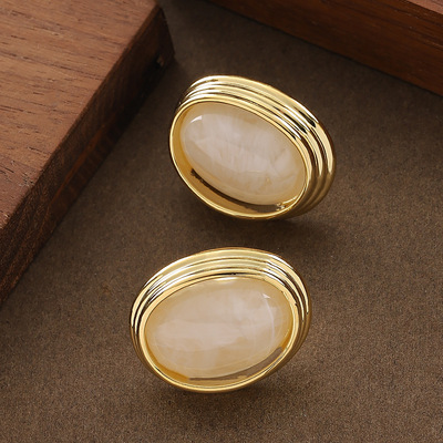 几何椭圆树脂耳钉耳环小众银针