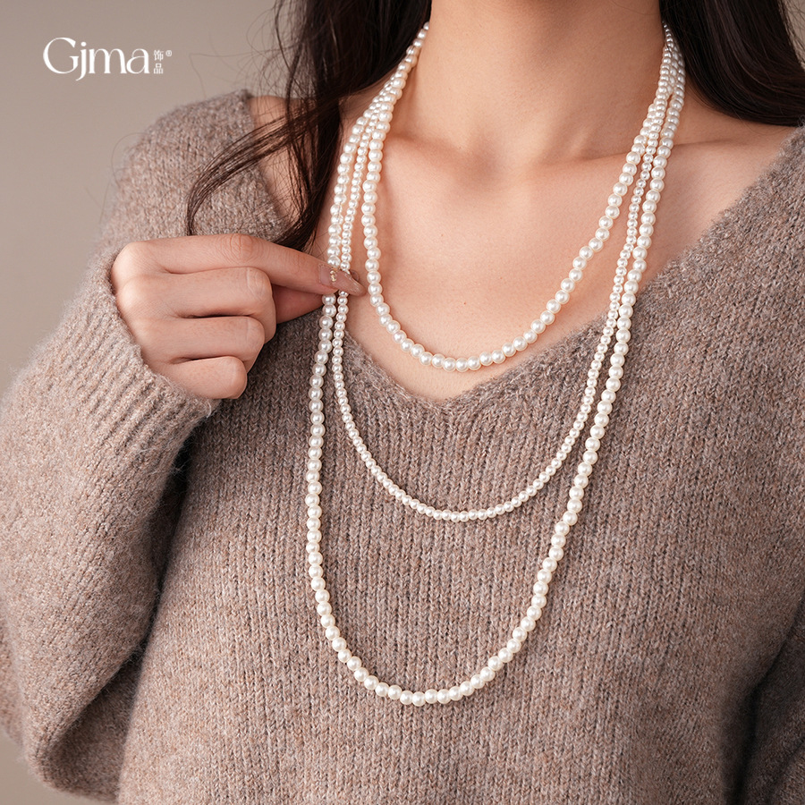 French Vintage Multi-Layer Pearl Beaded Necklace