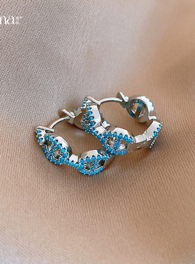 Blue Pig Nose Ear Cuffs, Diamond Minimalist Luxury Earrings