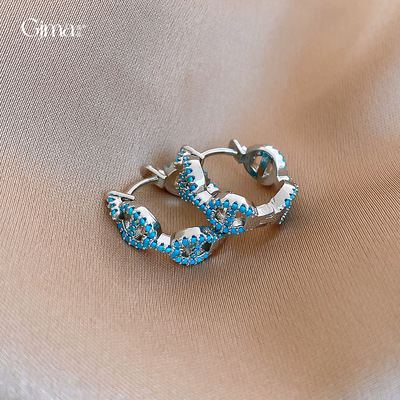 冷淡风蓝色镶钻猪鼻子耳扣