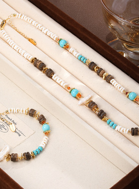 新中式女款绿松石珍珠项链手链