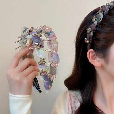 夏日甜美新款网纱发箍晕染幻彩