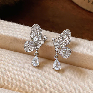 Chic Butterfly Studs Minimalist Teardrop Earrings Zircon