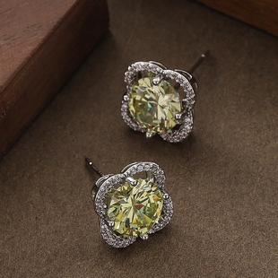 Eco Plated CZ Clover Stud Earrings Elegant Minimalist Silver